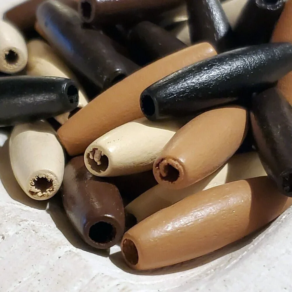 Bulk Lot Earth Tone Brown Black Tan 30mm Oval Wood Focal Beads 100pcs
